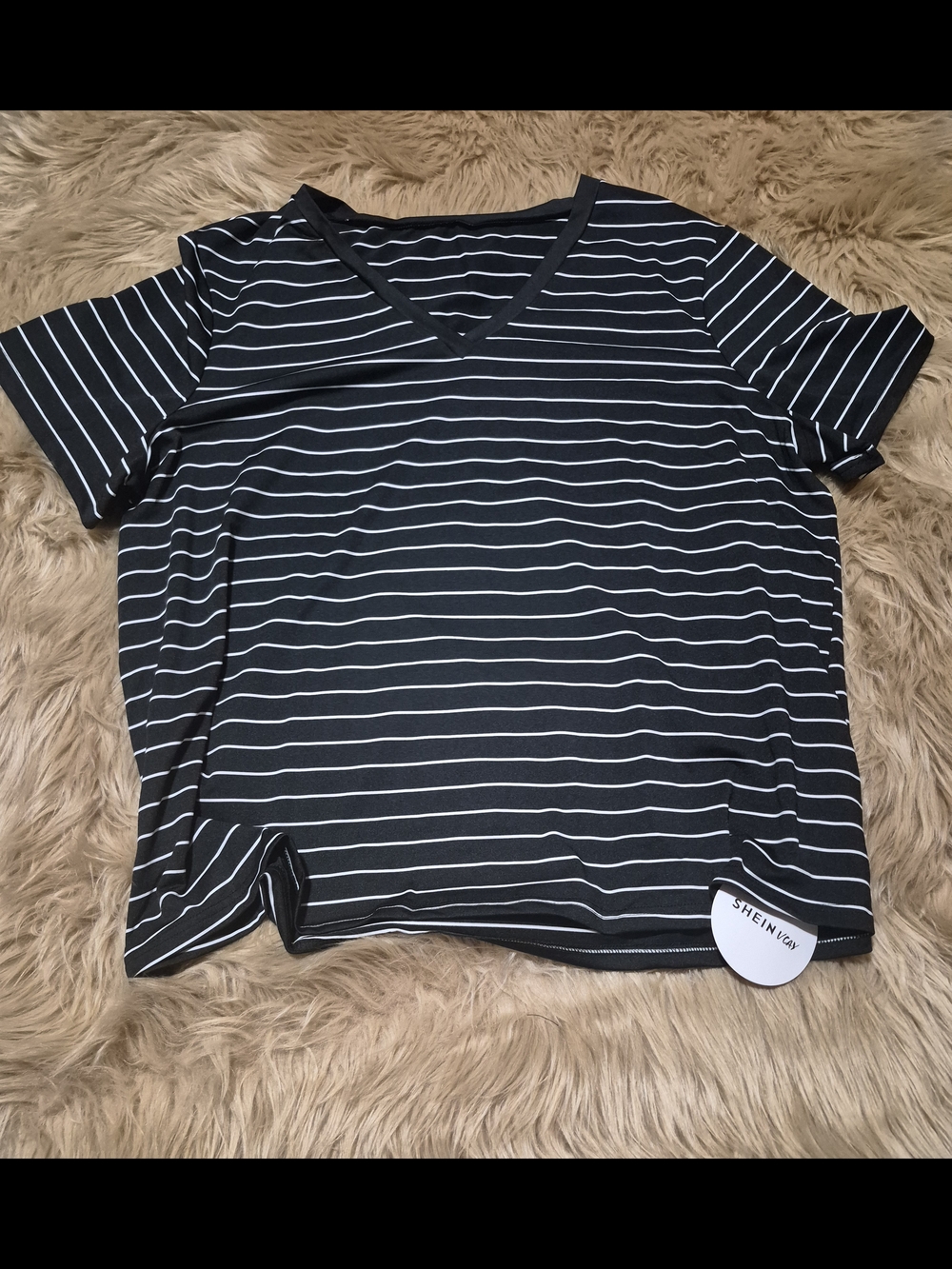 V Neck Striped Tee Shirt